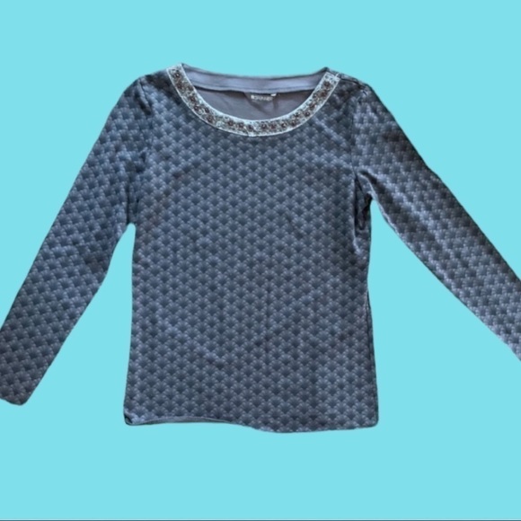 SPANNER Stretchy Long Sleeve Top With Embellished Collar Size S - Picture 2 of 7